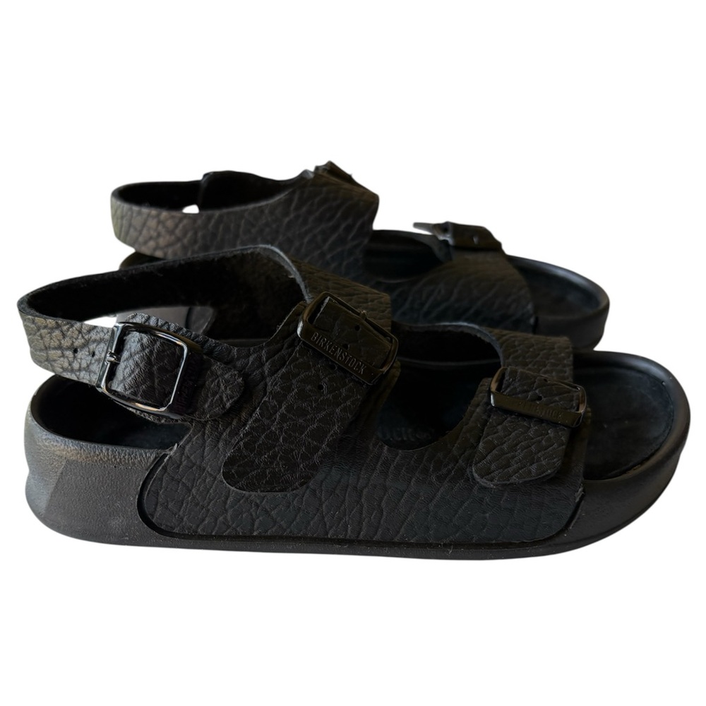 Birkenstock Milano Black Pebbled Leather Sandals 36 Regular NWOT